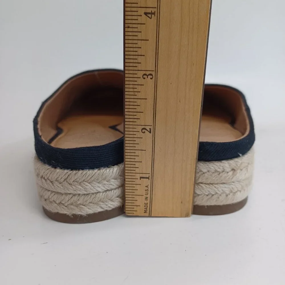 Crown Vintage Espadrille Slides Black Canvas Slip On Womens 6‎ M